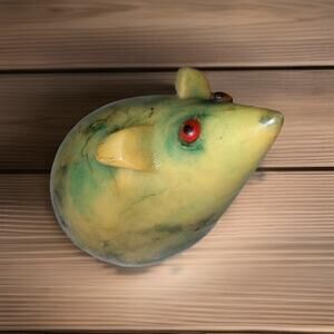 Genuine Alabaster Mouse Figurine Hand Carved in Italy 2 In Tall Greenish Color